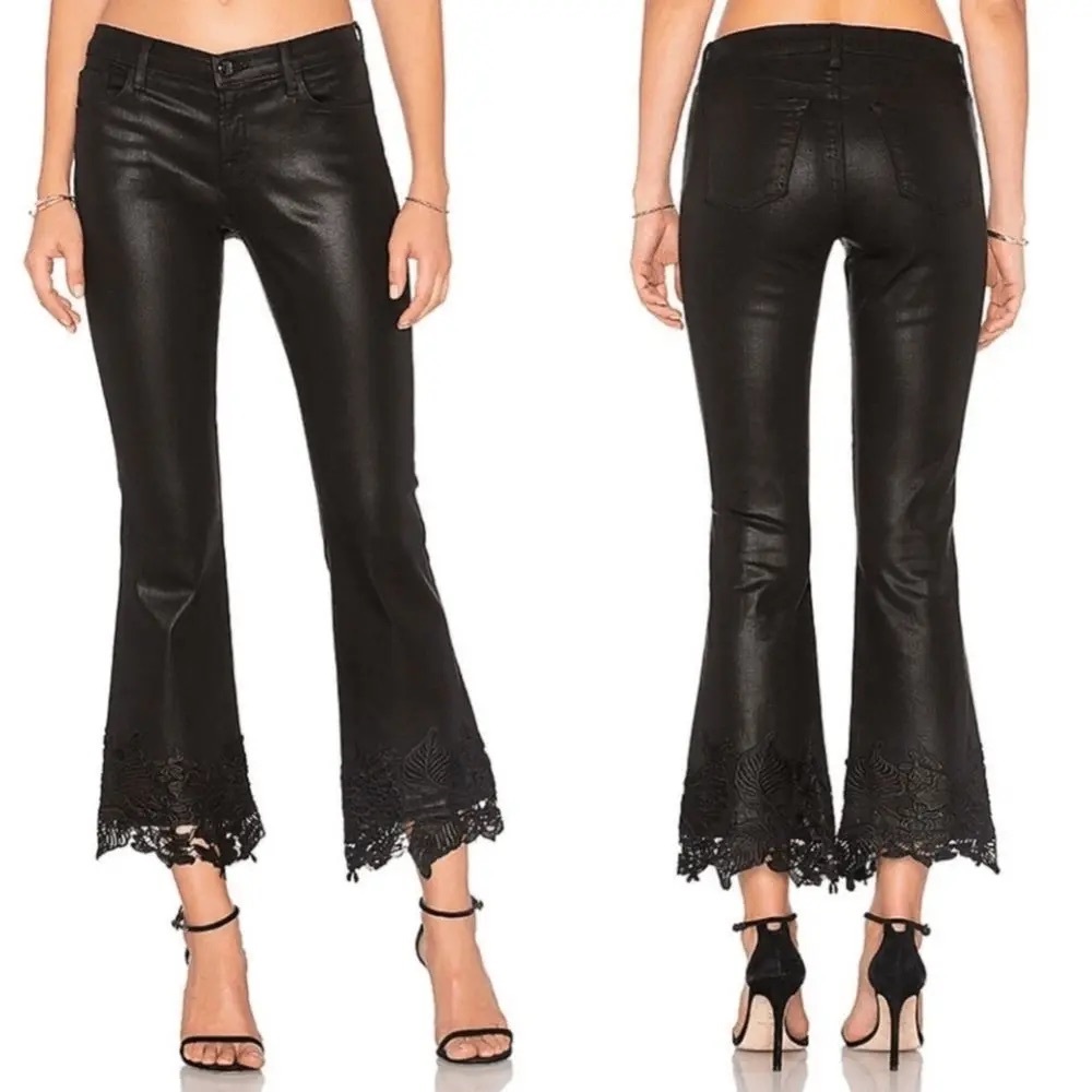 J BRAND SELENA CROPPED BLACK LACE FLARE